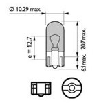 LED BLAUW 1 diode 24V W5W