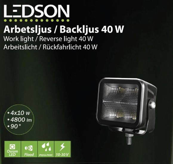 LEDSON VEGA F LED ACHTERUITRIJLICHT / WERKLICHT 40W