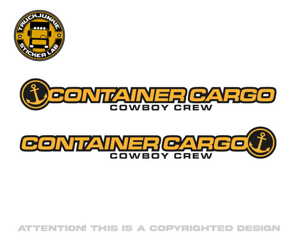 CONTAINER CARGO COWBOY STICKER 2 KLEUREN VOOR RAAM VRACHTWAGEN