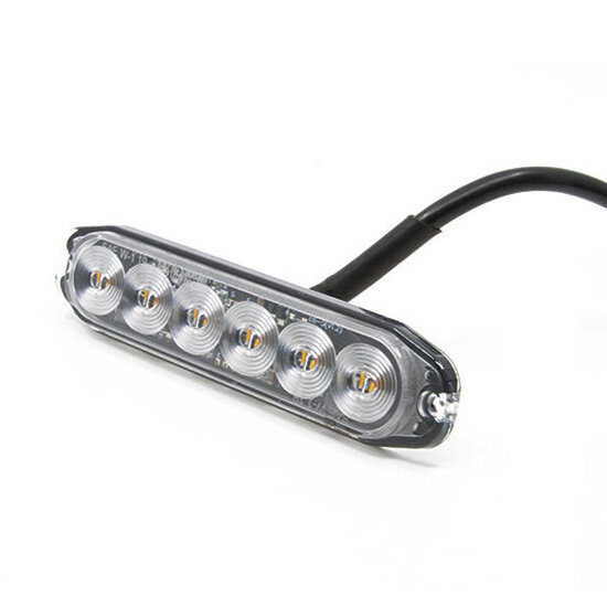 ULTRA DUNNE FLITSER - 6 LED - ORANJE *HELDER GLAS*