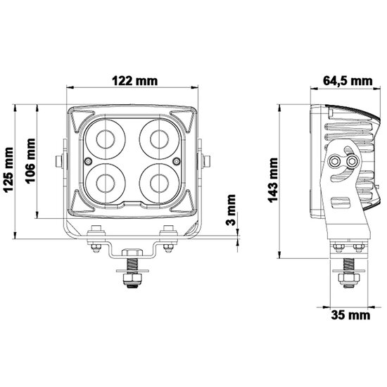 LEDSON LAMPADA DA LAVORO BLAZE 43W (VETRO CON RISCALDAMENTO, RIFLETTORI TIR)