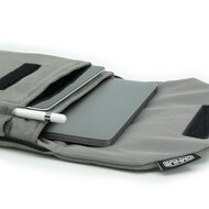 OMNIUS PETITE HOUSSE POUR ORDINATEUR PORTABLE - ALCANTARA GRIS - FERMETURE VELCRO